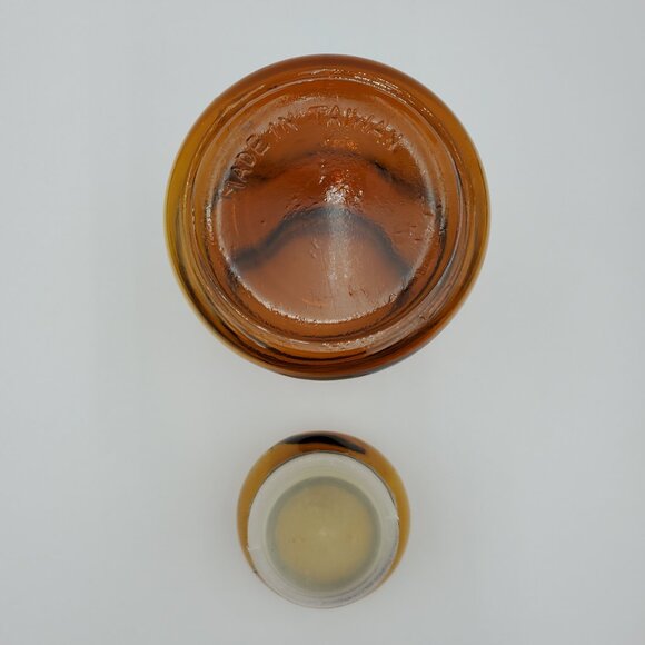 Large Amber Apothecary Jar Bubble Lid Glass Canister Storage Container - Picture 5 of 6